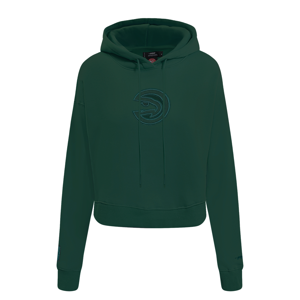 Nba atlanta hawks neutral women s cropped pullover hoodie forest gree