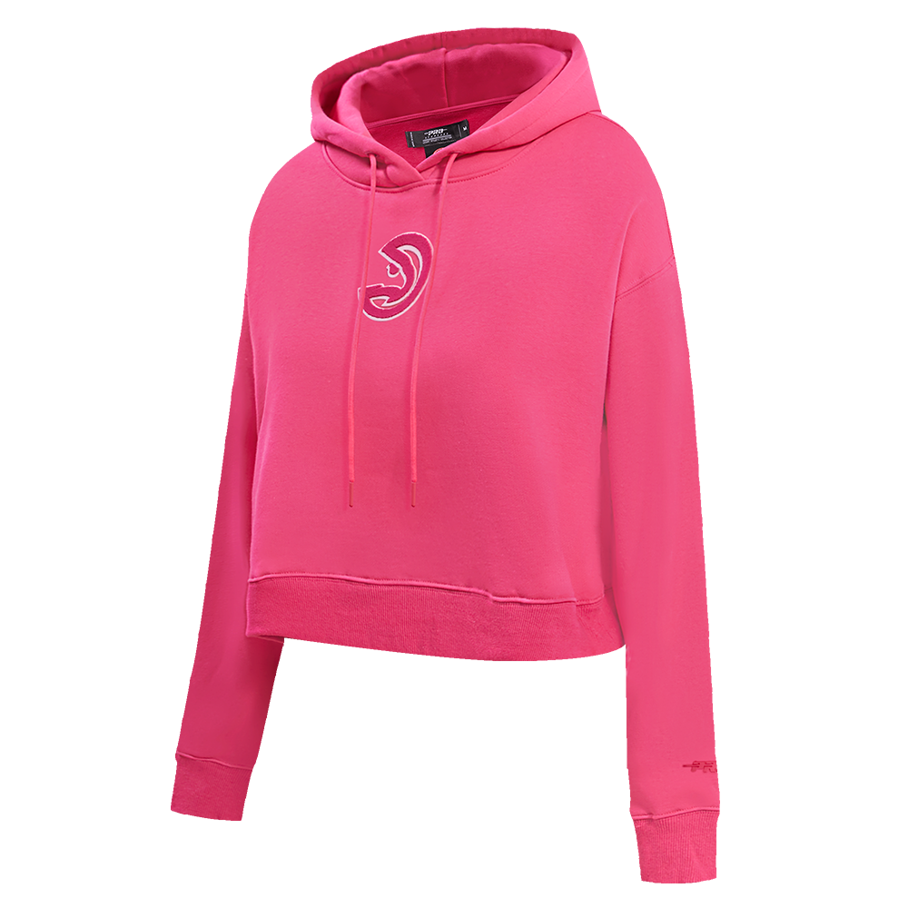 NBA ATLANTA HAWKS TRIPLE PINK WOMEN'S FLC CROPPED PO HOODIE (BEETROOT PURPLE)