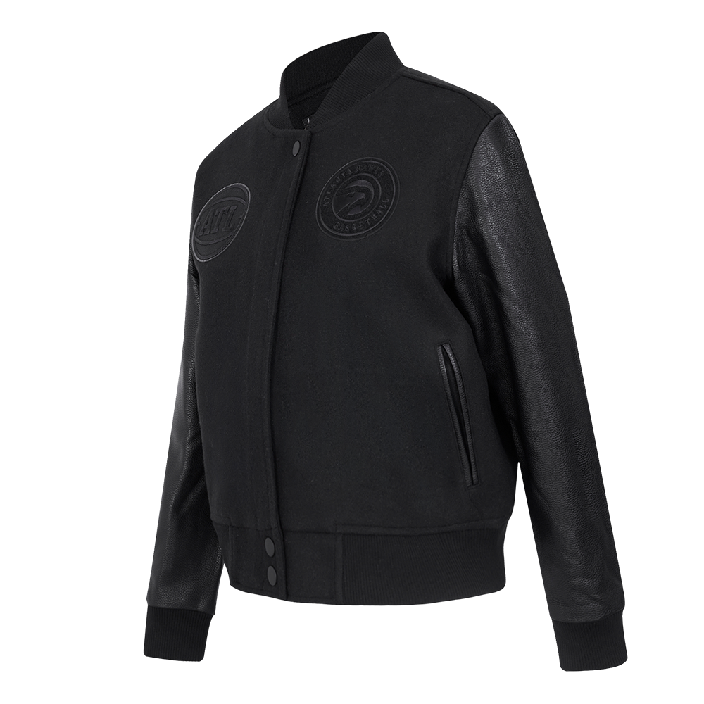 NBA ATLANTA HAWKS TRIPLE BLACK WOMEN'S WOOL VARSITY JACKET (TRIPLE BLACK WOMEN'S)