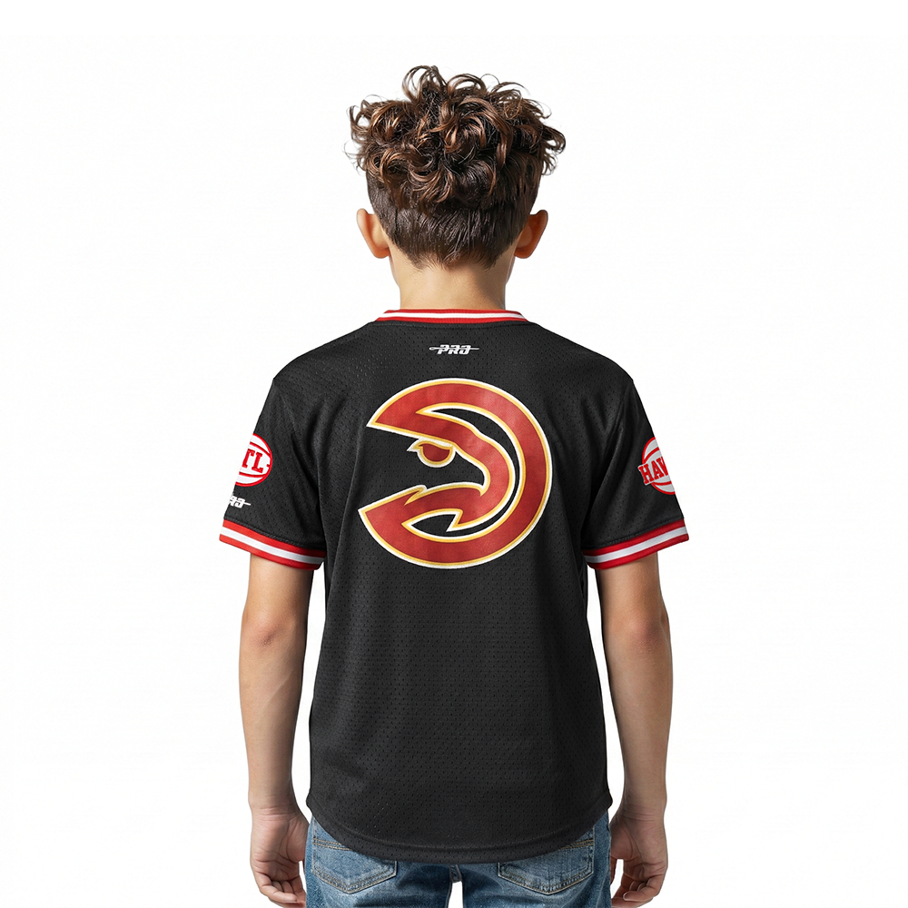 NBA ATLANTA HAWKS CLASSIC LITTLE BOYS SHORT SLEEVE MESH TEE (BLACK/RED)