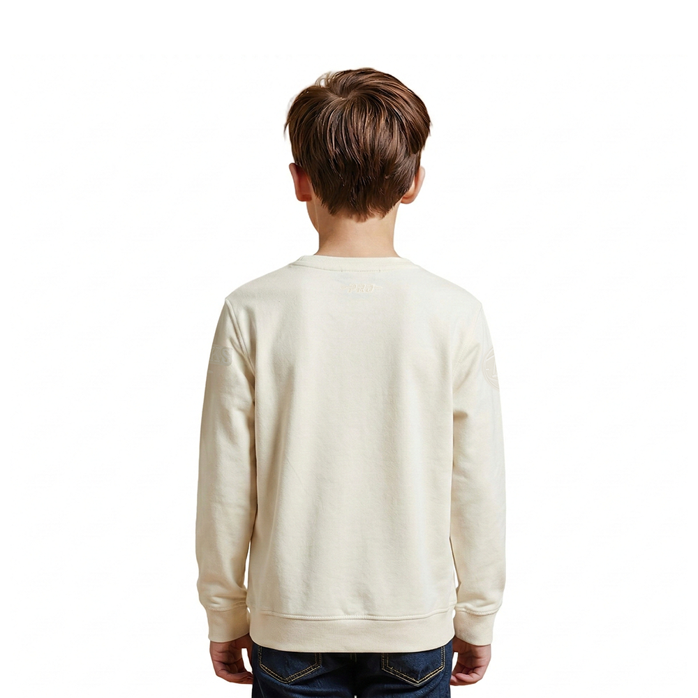NBA ATLANTA HAWKS NEUTRAL LITTLE BOYS FLEECE CREWNECK (EGGSHELL)