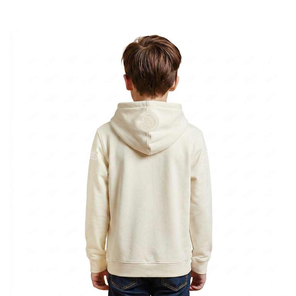 NBA ATLANTA HAWKS NEUTRAL LITTLE BOYS FLEECE PULLOVER HOODIE (EGGSHELL)