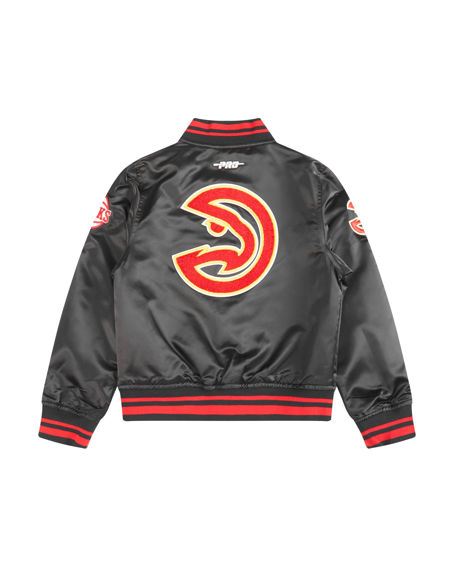 NBA ATLANTA HAWKS RETRO CLASSIC LITTLE BOYS RIB SATIN JACKET (BLACK/RED/BLACK)