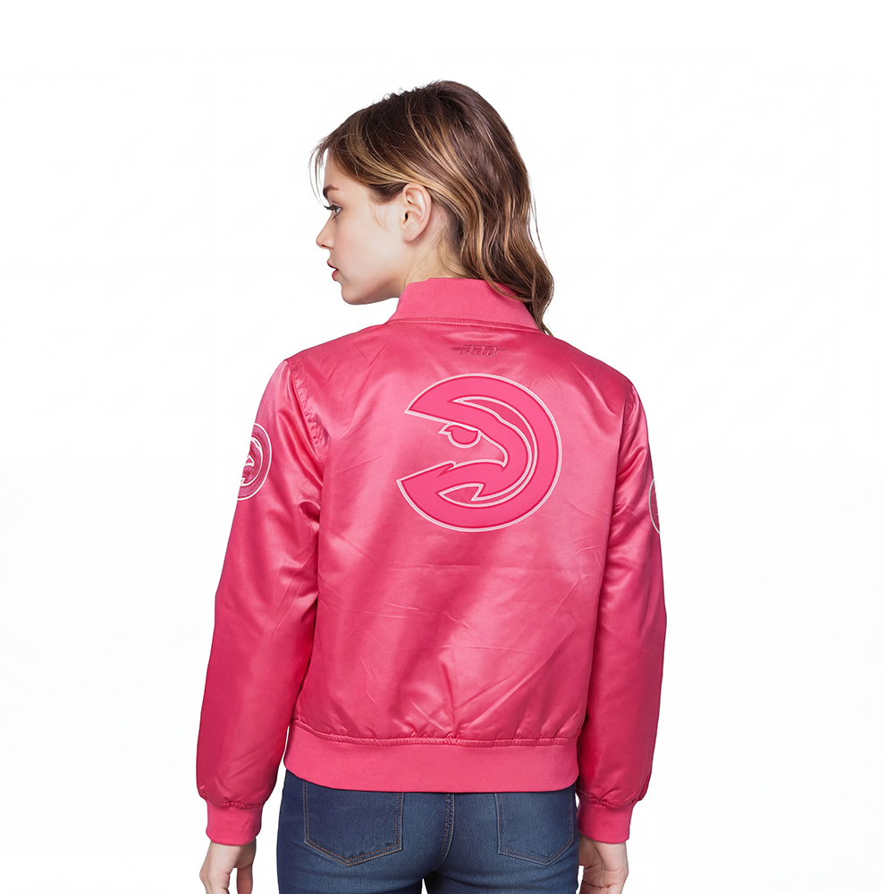 NBA ATLANTA HAWKS TRIPLE PINK LITTLE GIRLS  SATIN JACKET (BEETROOT PURPLE)