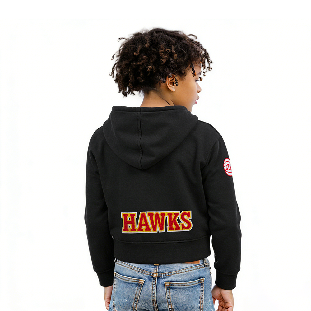NBA ATLANTA HAWKS CLASSIC LITTLE GIRLS  FLEECE FULL ZIP HOODIE (BLACK)