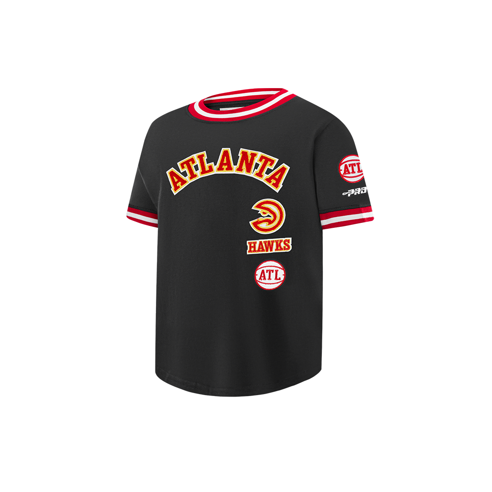 NBA ATLANTA HAWKS RETRO CLASSIC TODDLER BOYS SHORT SLEEVE STRIPED RIB TEE (BLACK/RED)