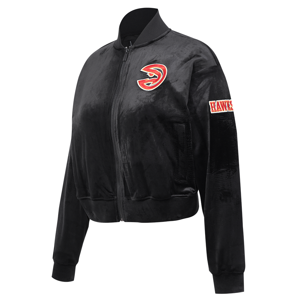 ATLANTA HAWKS CLASSIC WOMEN'S VELOUR FZ TRACK JACKET (BLACK)