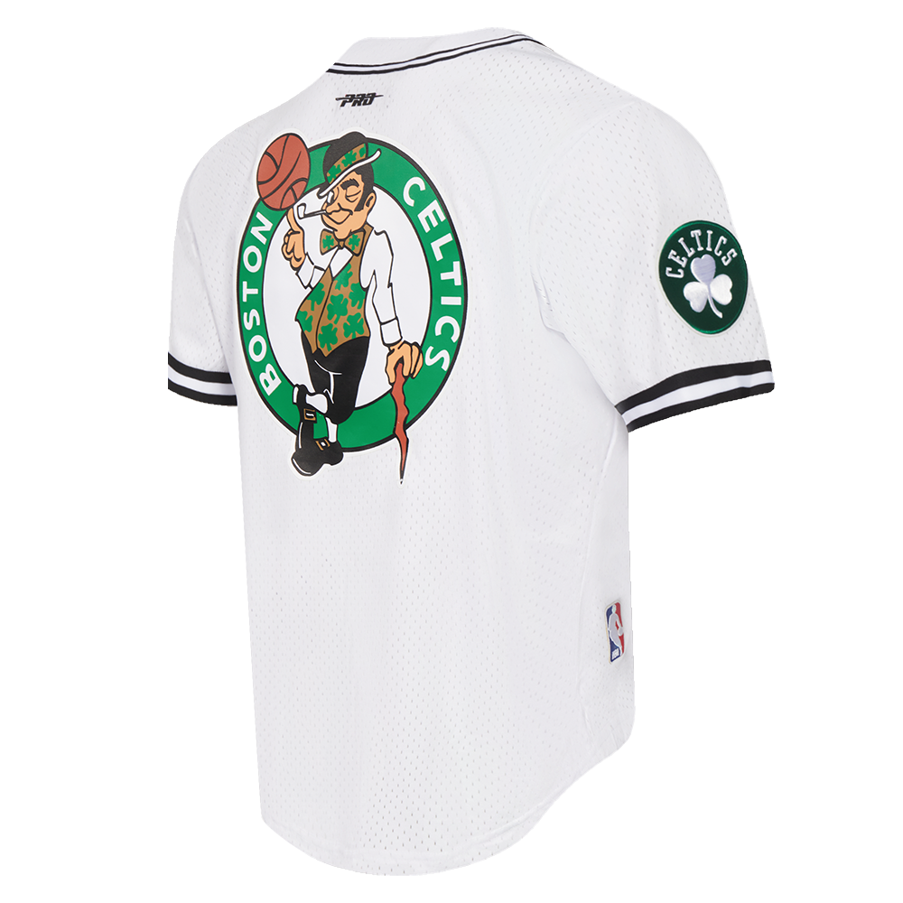 NBA BOSTON CELTICS CLASSIC MEN S MESH BUTTON DOWN JERSEY WHITE BLACK Pro Standard