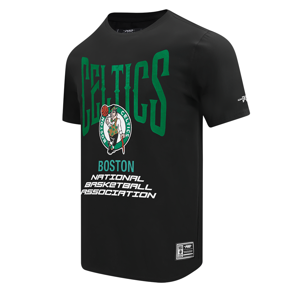 NBA BOSTON CELTICS CITY TOUR 2.0 MEN'S COTTON JERSEY DROP SHOULDER TEE (BLACK)