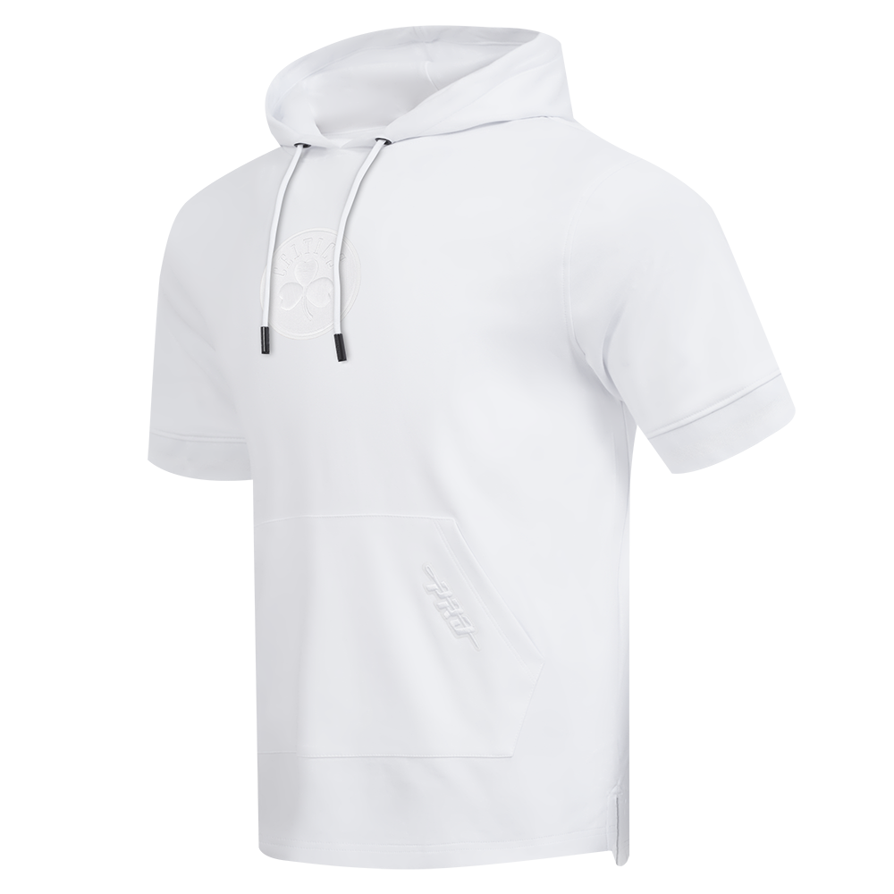 NBA BOSTON CELTICS WHITE OUT MEN'S SHORT SLEEVE PULLOVER HOODIE (WHITE)