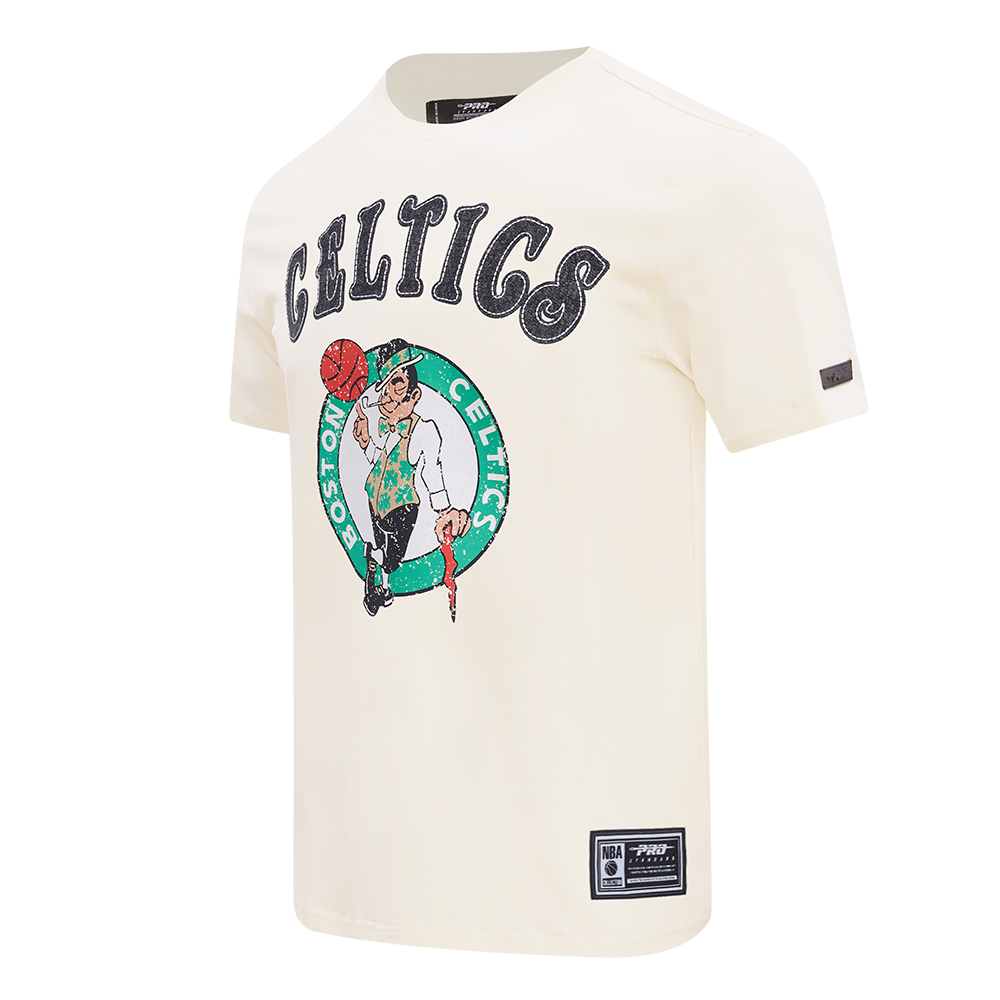 BOSTON CELTICS REBEL ATHLETICS STACKED LOGO MEN'S SJ TEE (EGGSHELL)