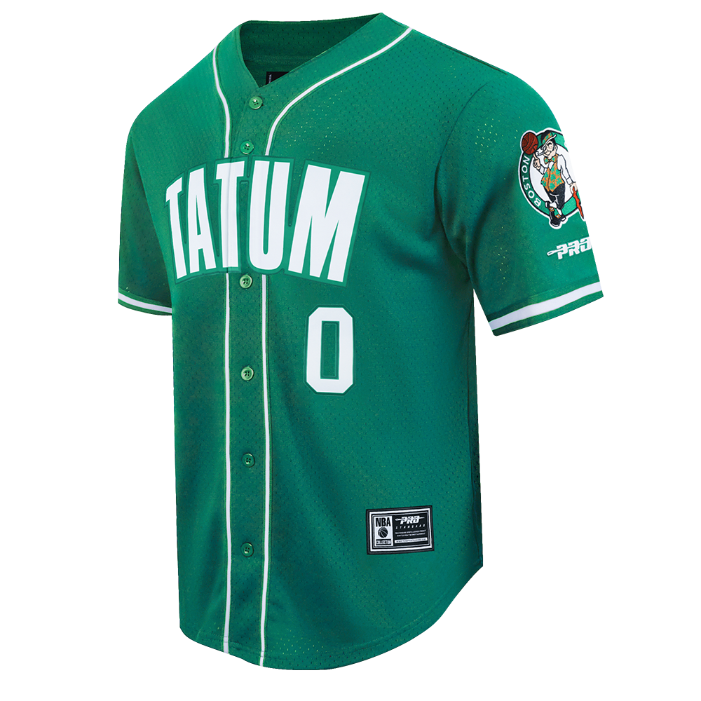 NBA BOSTON CELTICS JAYSON TATUM #0 CLASSIC MESH PNN MEN'S MESH BUTTON DOWN SHIRT (KELLY GREEN)