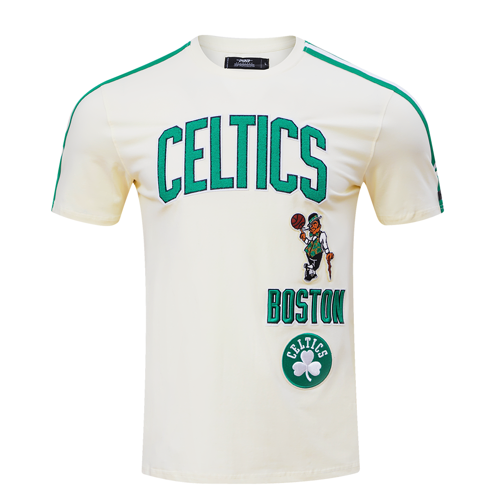 NBA BOSTON CELTICS RETRO CLASSIC MEN S STRIPED TEE EGGSHELL KELLY GR Pro Standard