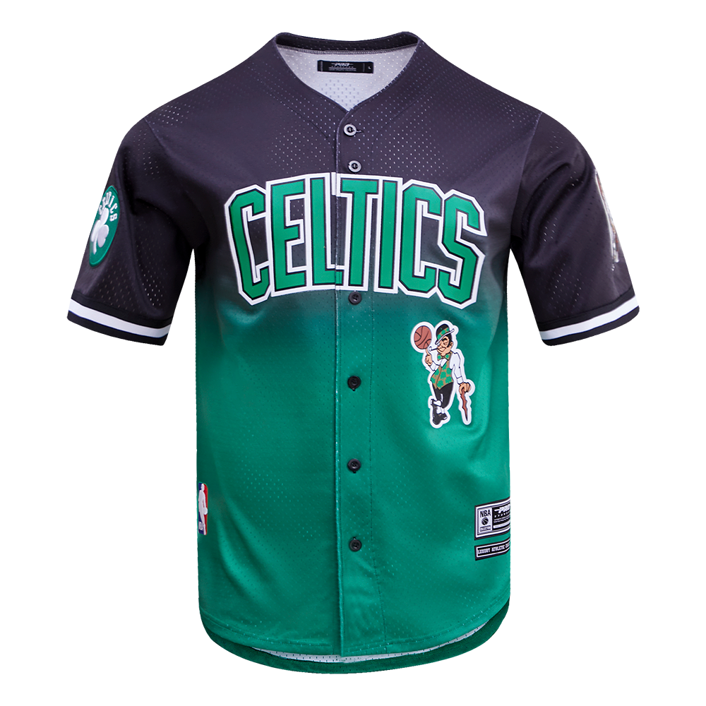 Boston Celtics Pro Standard Ombre Mesh Button-Up Shirt - Black/Kelly Green