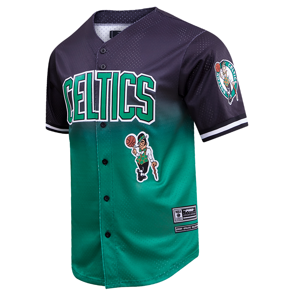 Boston Celtics Pro Standard Ombre Mesh Button-Up Shirt - Black/Kelly Green
