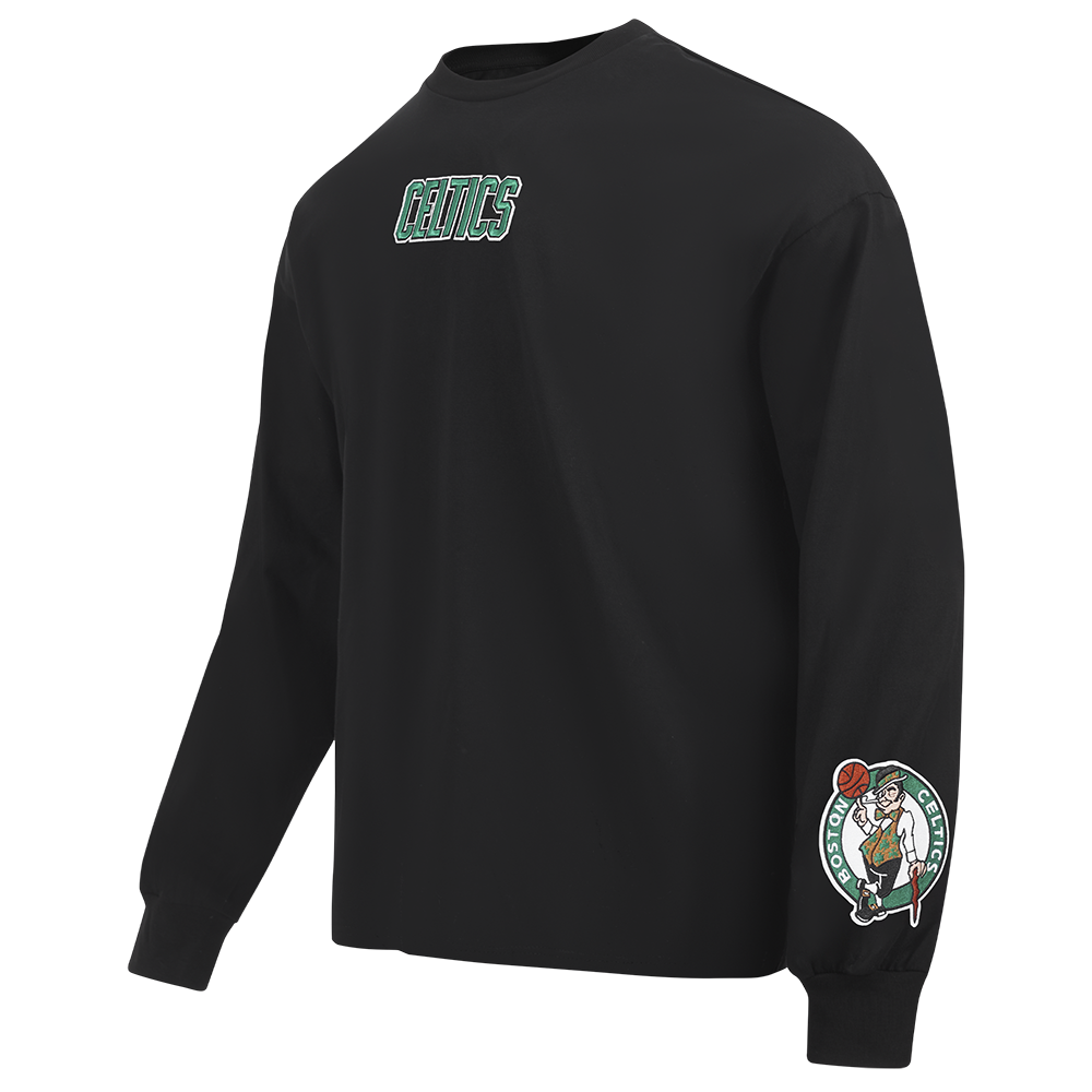 NBA BOSTON CELTICS WINGSPAN MEN'S DROP SHOULDER LONG SLEEVE TEE (BLACK)