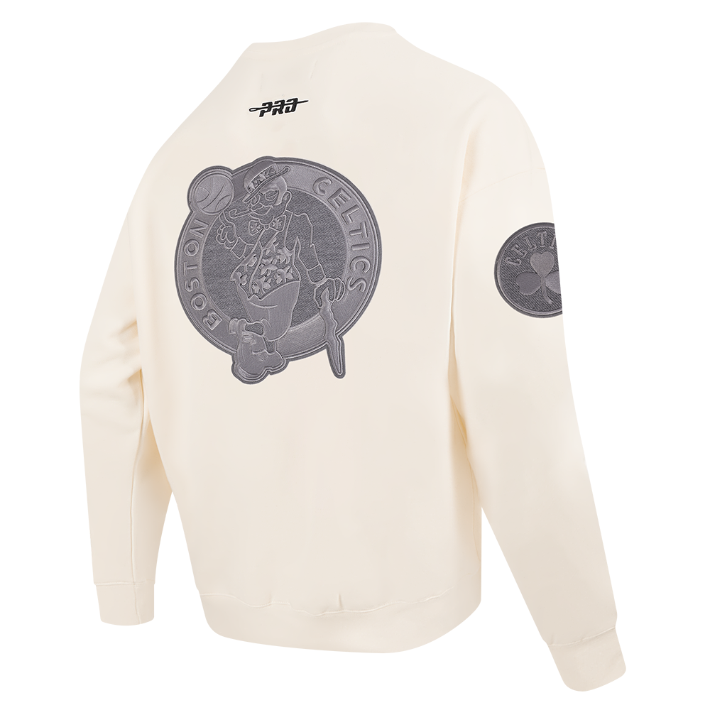 NBA BOSTON CELTICS REVERSE FRENCH TERRY MEN'S DROP SHOULDER FLC CREWNECK (EGGSHELL)