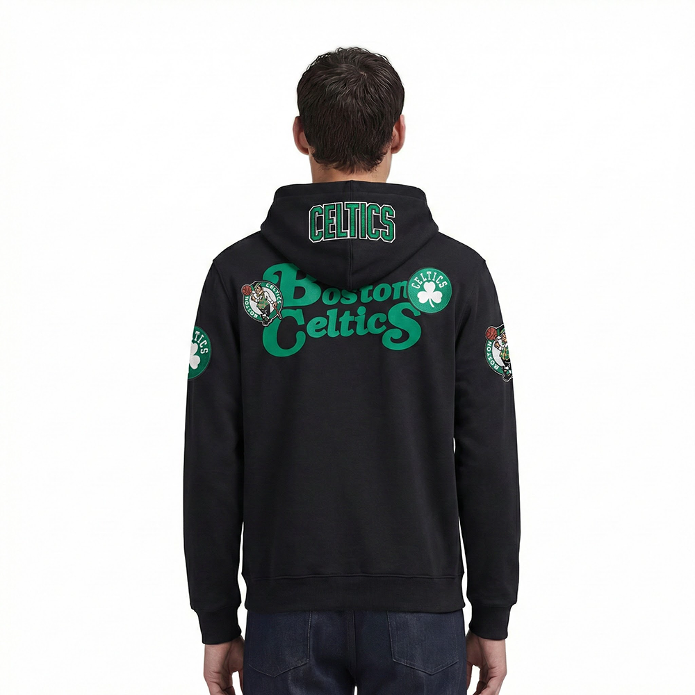 NBA BOSTON CELTICS SOUVENIR MEN'S FLEECE PULLOVER HOODIE (BLACK)