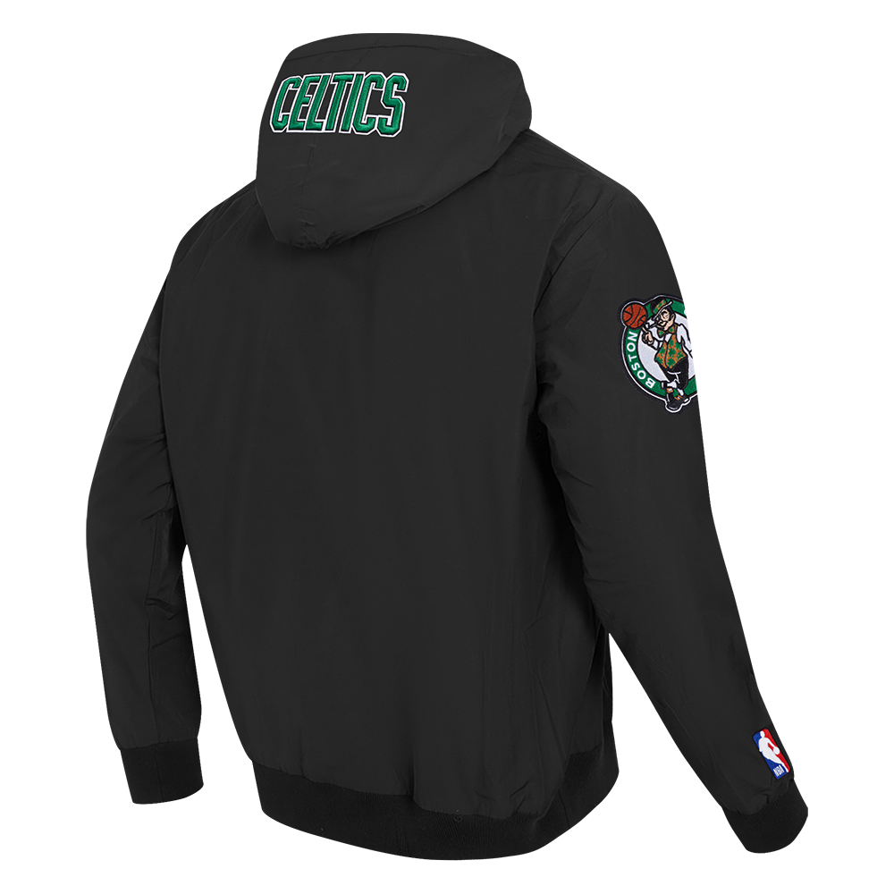 NBA BOSTON CELTICS CLASSIC WIND SUIT MEN'S WOVEN FULL ZIP PULLOVER HOODIE (BLACK)