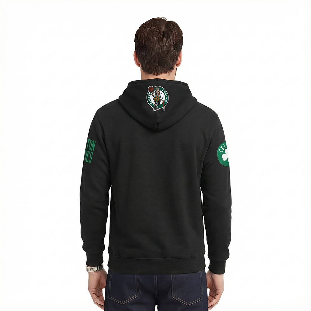 NBA BOSTON CELTICS CITY ARCH MEN'S FLC PO HOODIE (BLACK)