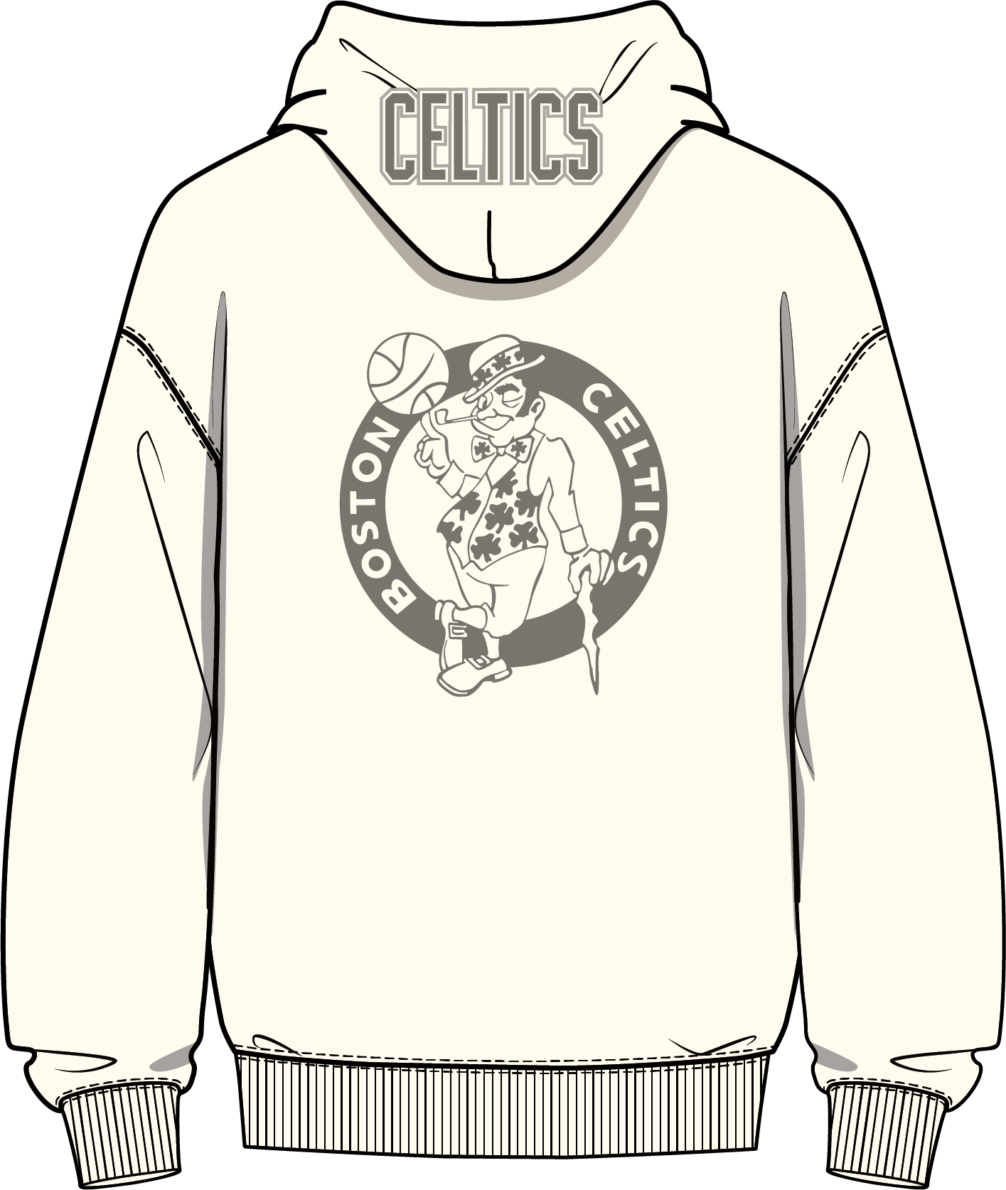 NBA BOSTON CELTICS JAYSON TATUM #0 NEUTRAL PNN MEN'S DROP SHOULDER FLC PO HOODIE (EGGSHELL)