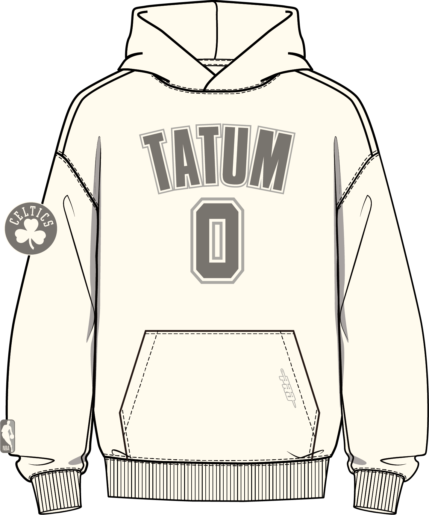 NBA BOSTON CELTICS JAYSON TATUM #0 NEUTRAL PNN MEN'S DROP SHOULDER FLC PO HOODIE (EGGSHELL)