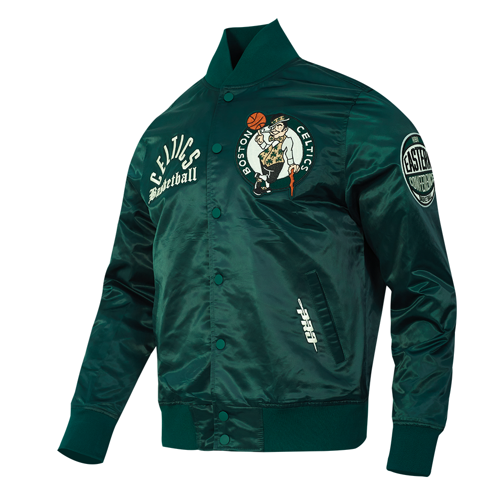 NBA BOSTON CELTICS MODERN ORIGINALS MEN'S SATIN JACKET (FOREST GREEN)