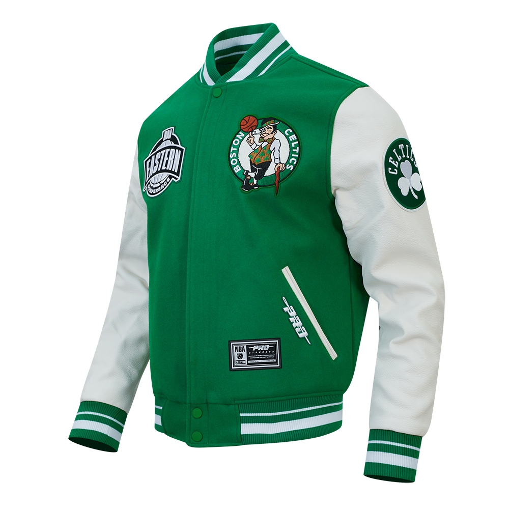 NBA BOSTON CELTICS DAY ONE MEN'S VARSITY JACKET (KELLY GREEN/ WHITE)