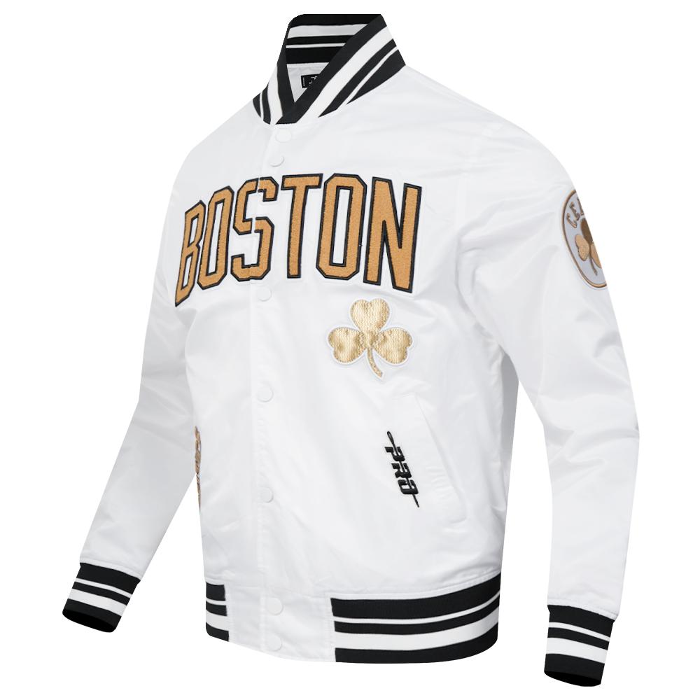 NBA BOSTON CELTICS CITY EDITION 25-26 MEN'S PRO SATIN YD RIB JACKET (WHITE/BLACK)