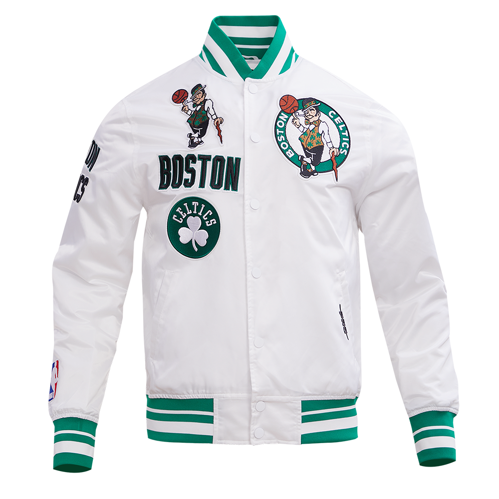 NBA BOSTON CELTICS RETRO CLASSIC MEN´S RIB SATIN JACKET (WHITE/KELLY GREEN)