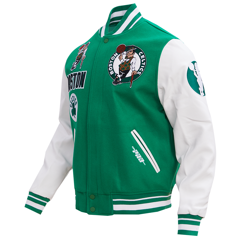 NBA BOSTON CELTICS RETRO CLASSIC MEN S RIB WOOL VARSITY JACKET KELLYG Pro Standard