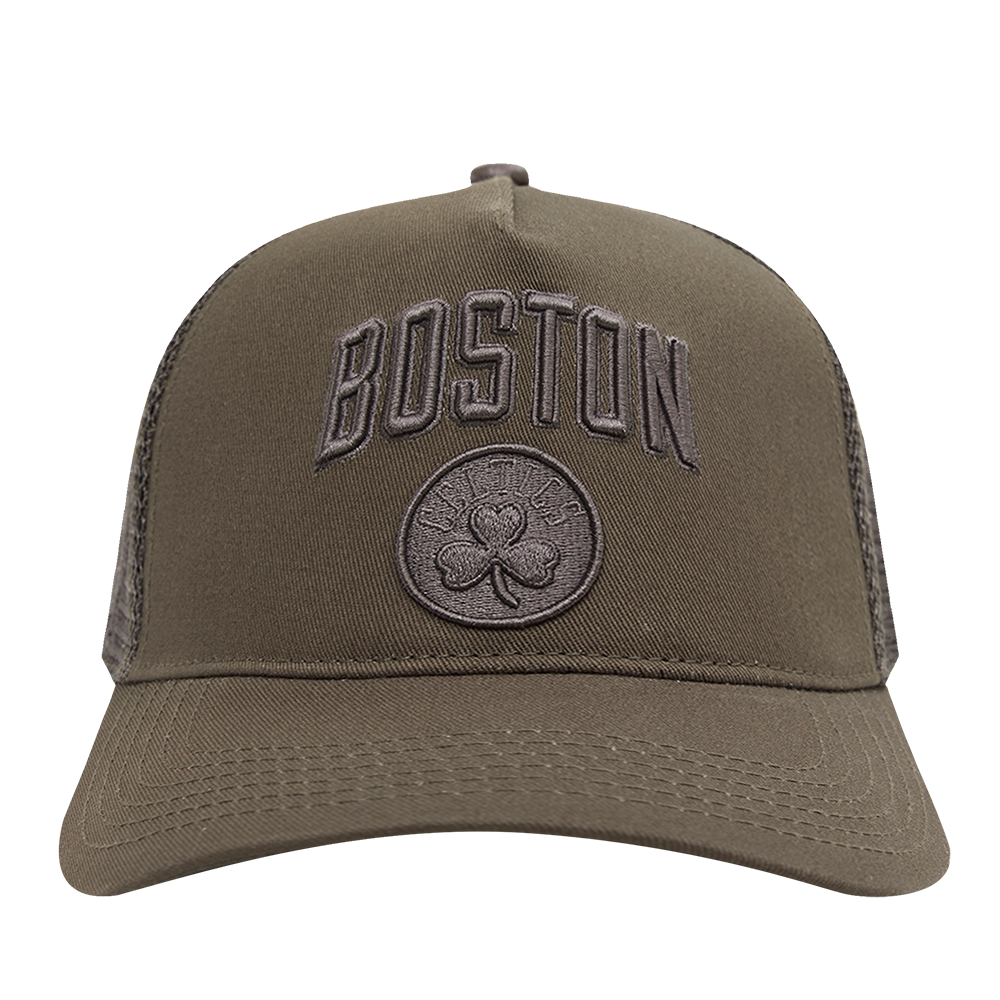 NBA BOSTON CELTICS NEUTRAL PINCH FRONT TRUCKER HAT DARK TAUPE