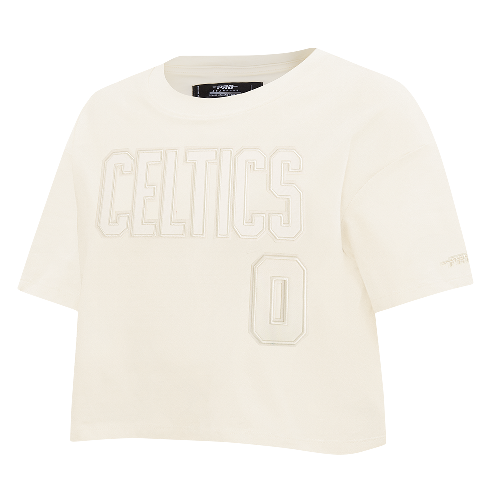 NBA BOSTON CELTICS JAYSON TATUM #0 NEUTRAL PNN WOMEN'S SJ BOXY TEE (EGGSHELL)
