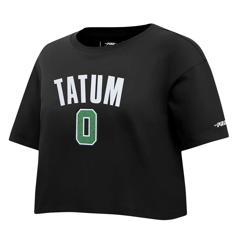 NBA BOSTON CELTICS JAYSON TATUM #0 CLASSIC PNN WOMEN'S SJ BOXY TEE (BLACK)
