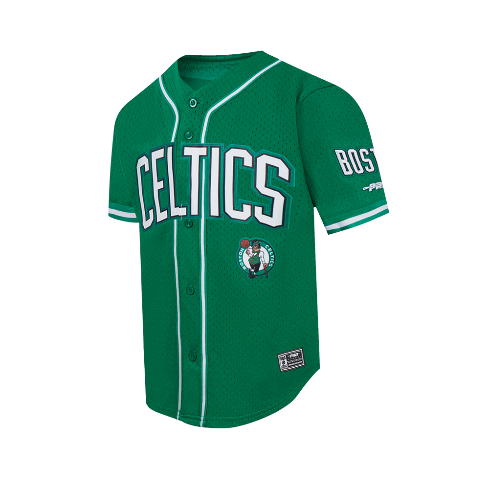 NBA BOSTON CELTICS CLASSIC BIG BOY'S MESH BUTTON DOWN SHIRT (KELLY GREEN)