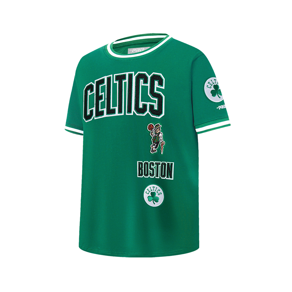 NBA BOSTON CELTICS RETRO CLASSIC BIG BOY'S SS STRIPED RIB TEE (KELLY GREEN)
