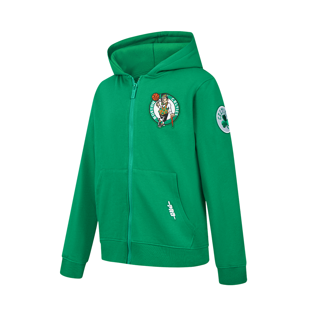 NBA BOSTON CELTICS CLASSIC BIG BOY'S FLC FZ PO HOODIE (KELLY GREEN)