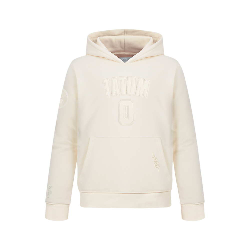 NBA BOSTON CELTICS JAYSON TATUM #0 NEUTRAL PNN MEN'S DROP SHOULDER FLC PO HOODIE (EGGSHELL)