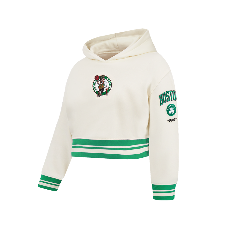 NBA BOSTON CELTICS RETRO CLASSIC BIG GIRL'S RIB FLC PO HOODIE (EGGSHELL/ KELLY GREEN)