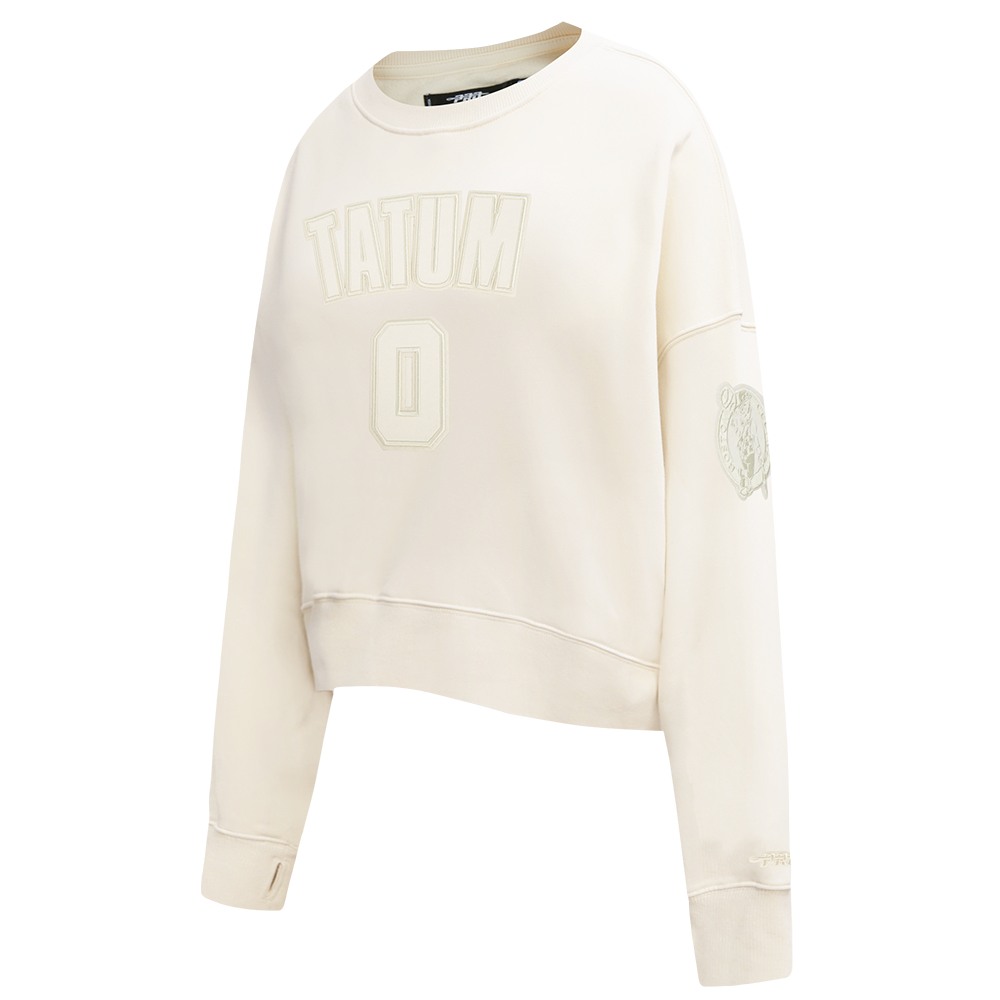 NBA BOSTON CELTICS JAYSON TATUM #0 NEUTRAL PNN WOMEN'S FLC CREWNECK (EGGSHELL)