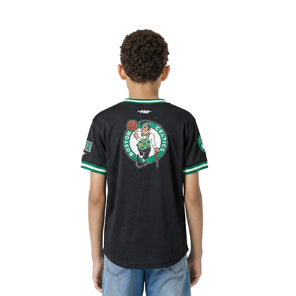 NBA BOSTON CELTICS CLASSIC LITTLE BOYS SHORT SLEEVE MESH TEE (BLACK)