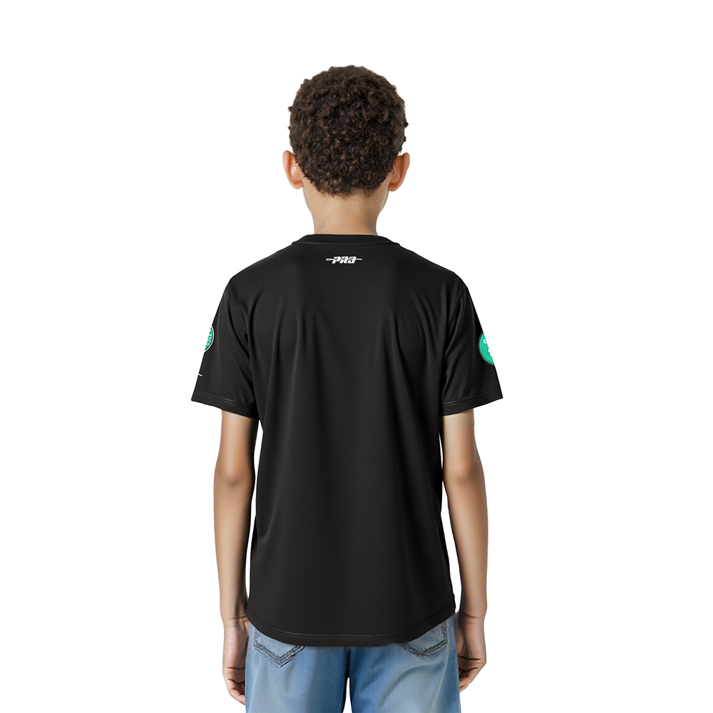NBA BOSTON CELTICS CLASSIC LITTLE BOYS SHORT SLEEVE STRIPED RIB TEE (BLACK)
