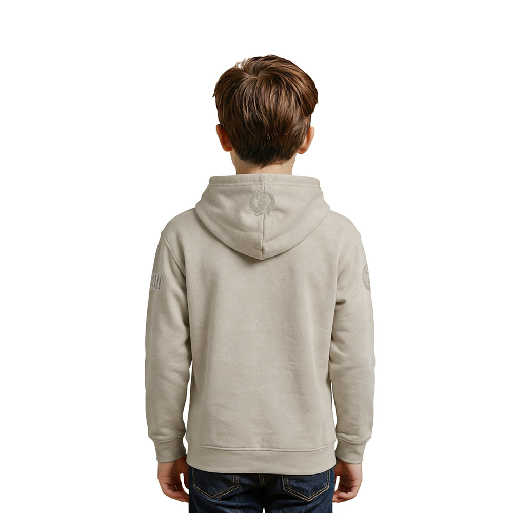 NBA BOSTON CELTICS NEUTRAL LITTLE BOYS FLEECE PULLOVER HOODIE (TAUPE)