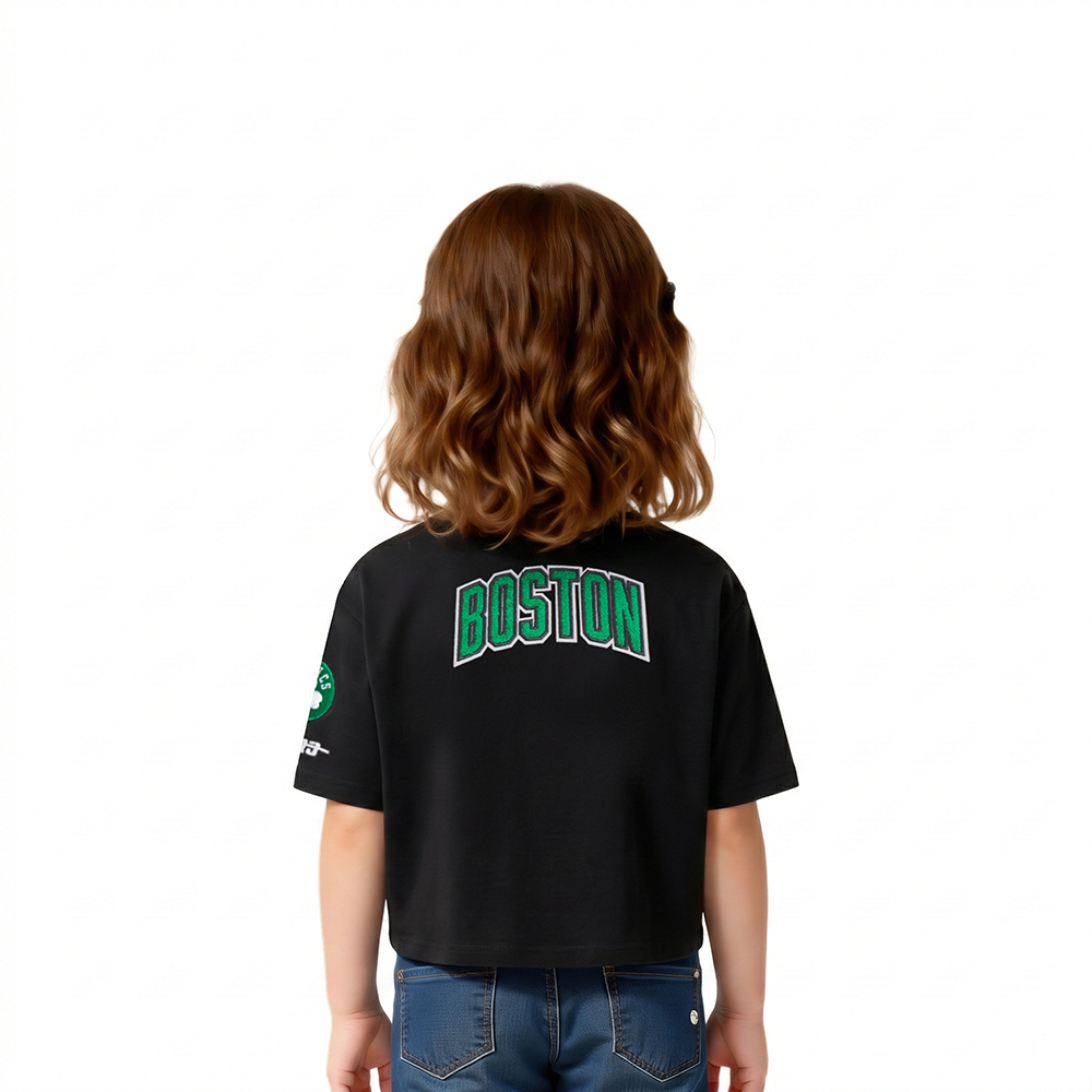 NBA BOSTON CELTICS CLASSIC TODDLER GIRLS SHORT SLEEVE BOXY TEE (BLACK)