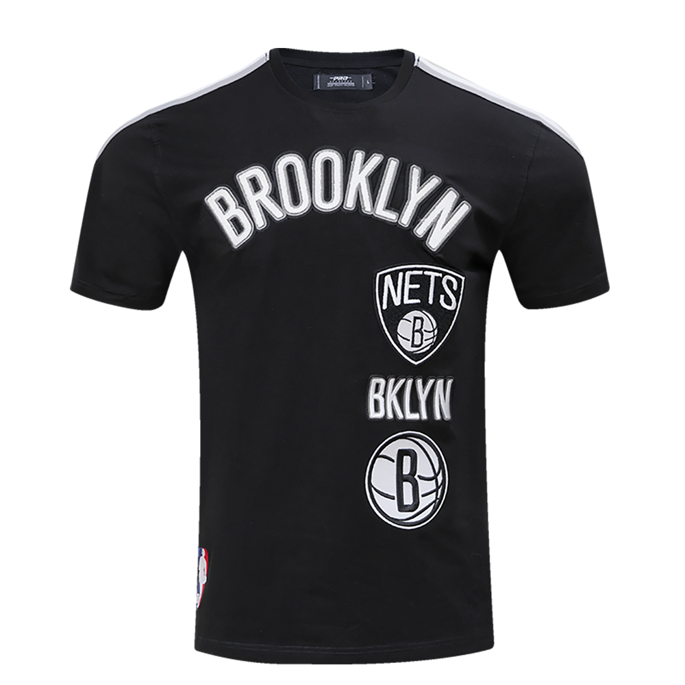 NBA BROOKLYN NETS RETRO CLASSIC MEN S STRIPED TEE BLACK GRAY Pro Standard