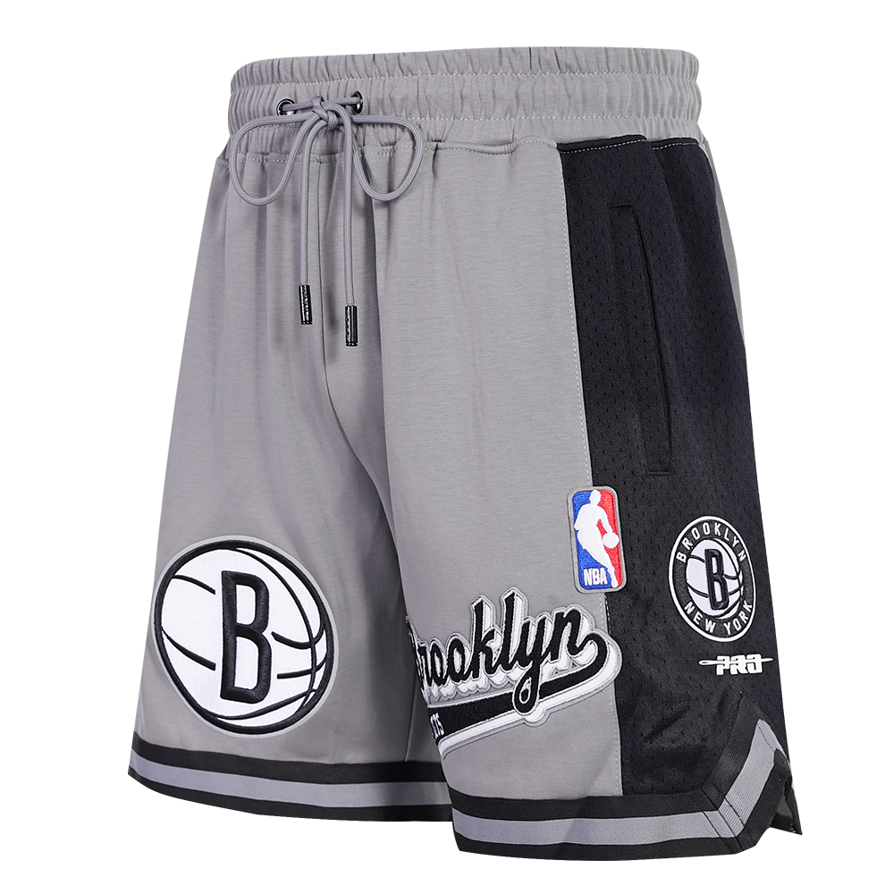 NBA BROOKLYN NETS SCRIPT TAIL MEN'S DOUBLE KNIT 2.0 SHORT (GRAY/BLACK ...