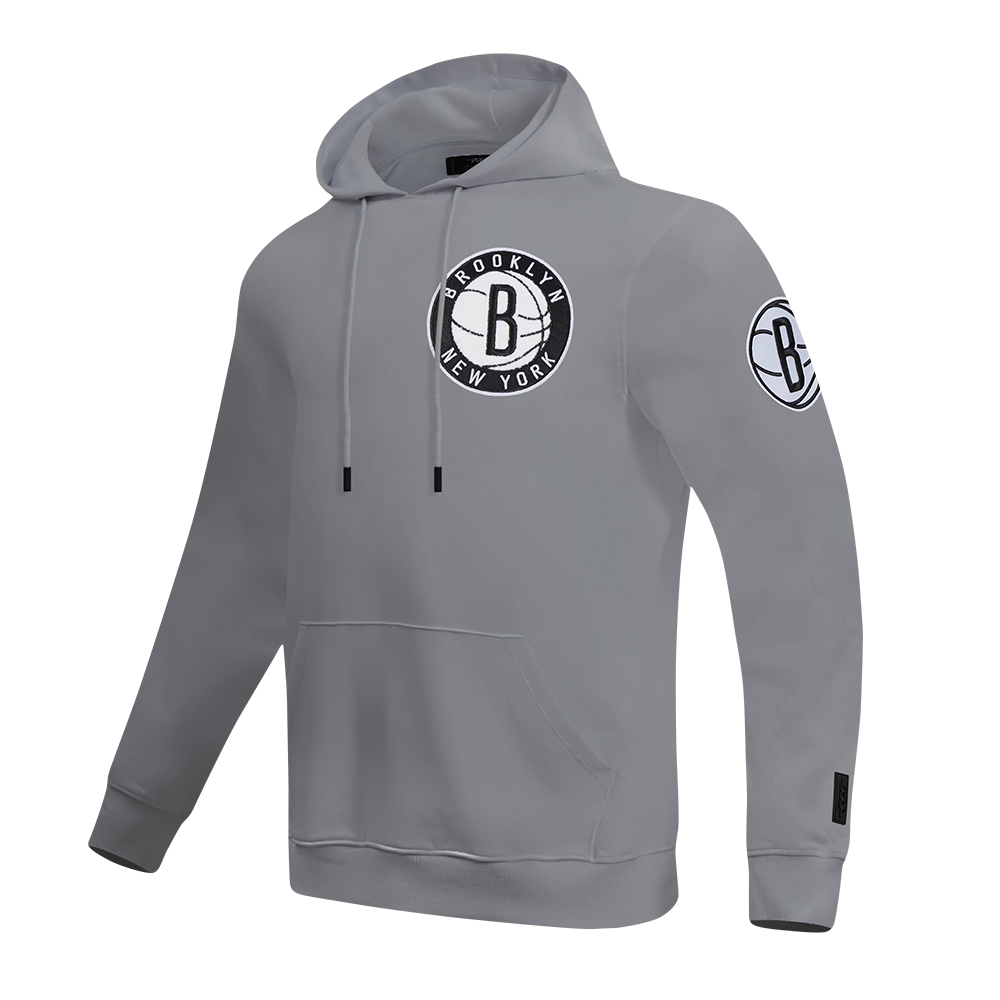 NBA BROOKLYN NETS CLASSIC CHENILLE MEN'S PO HOODIE (GRAY)