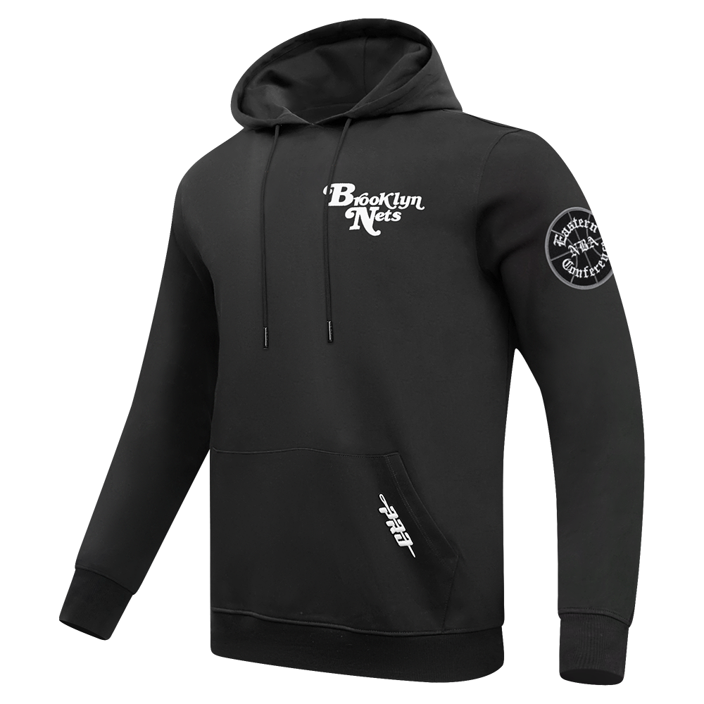 NBA BROOKLYN NETS SOUVENIR MEN'S FLEECE PULLOVER HOODIE (BLACK)