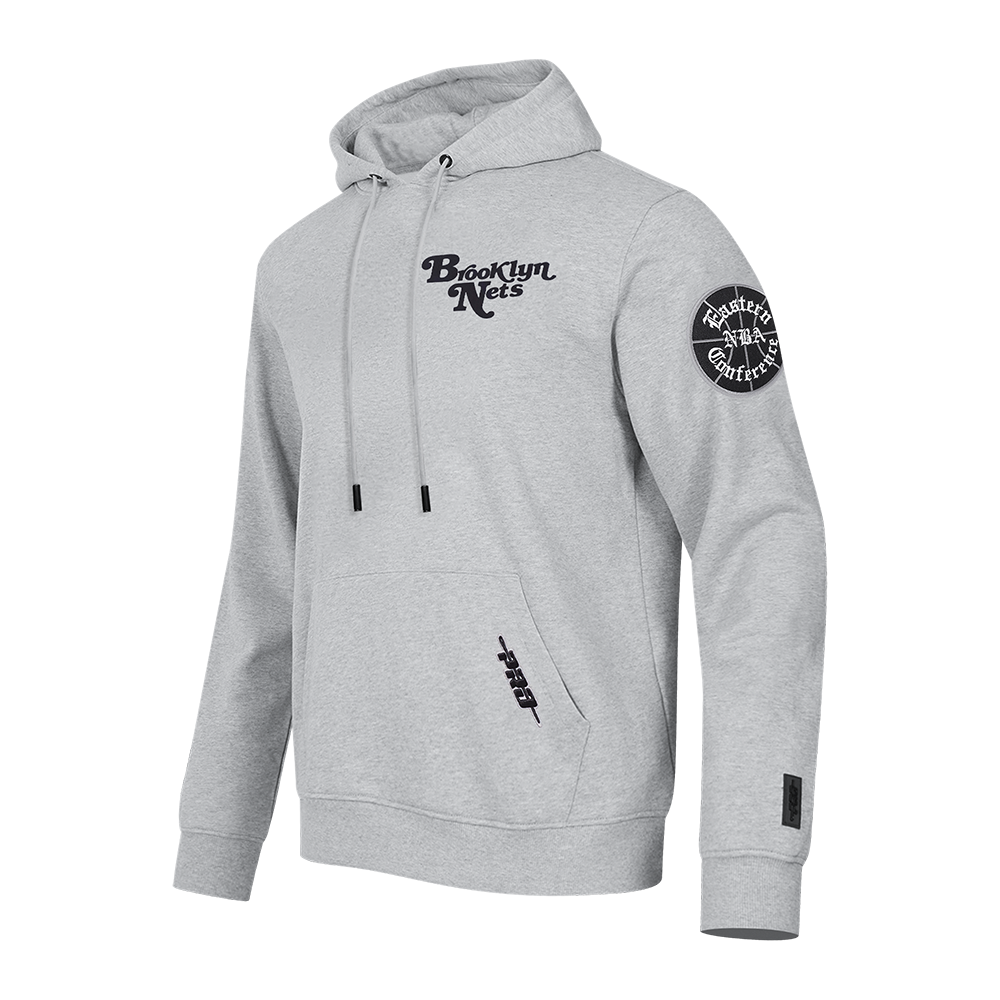 NBA BROOKLYN NETS SOUVENIR MEN'S FLEECE PULLOVER HOODIE (HEATHER GREY)