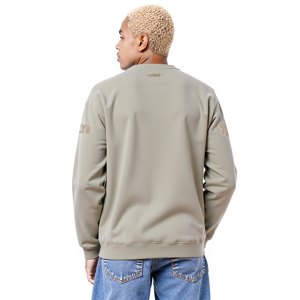 NBA BROOKLYN NETS NEUTRAL MEN'S DROP SHOULDER FLC CREWNECK (TAUPE)